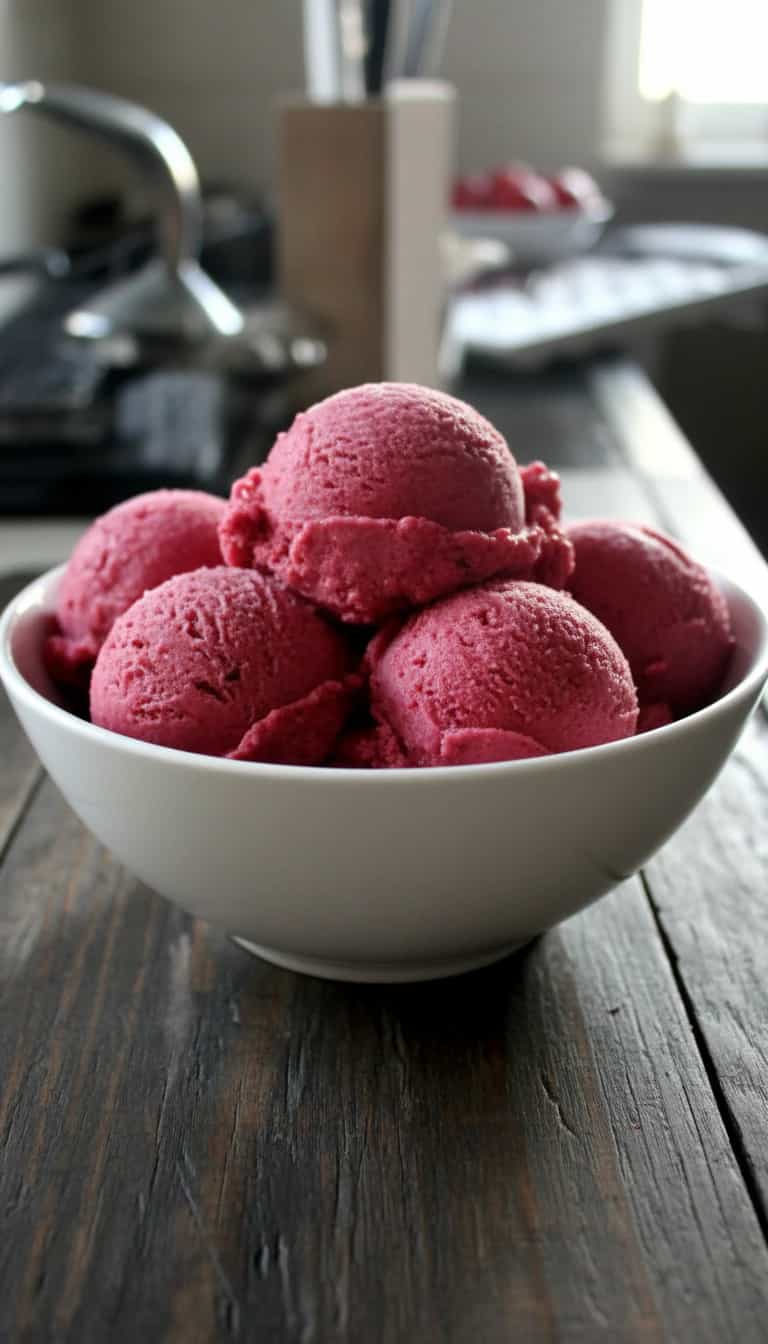 Foto deliciosa de Gelato de Morango com Iogurte pronta para servir - Doces Gelados & Sorvetes