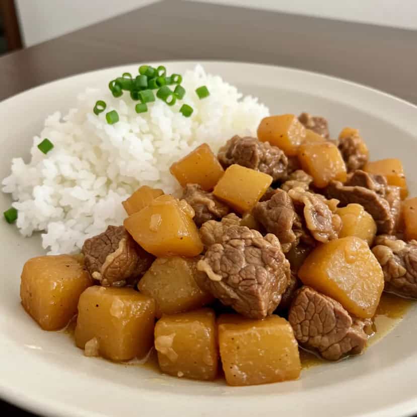 Foto deliciosa de Guisado de Mandioca com Carne pronta para servir - Carnes & Frango