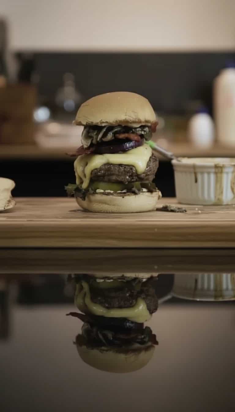 Foto deliciosa de Hambúrguer de Acém Recheado pronta para servir - Sanduíches & Hambúrgueres