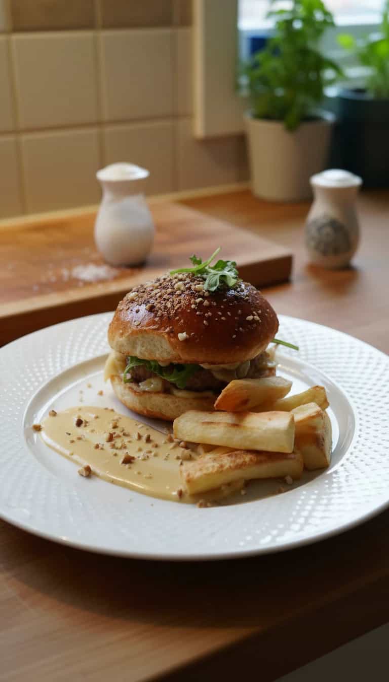Foto deliciosa de Hambúrguer de Contrafilé com Nozes pronta para servir - Outras Receitas