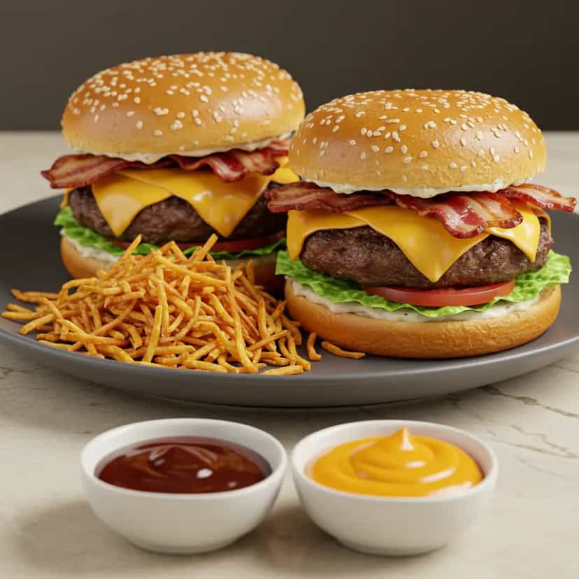 Foto deliciosa de Hambúrguer de Friboi com Bacon pronta para servir - Sanduíches & Hambúrgueres