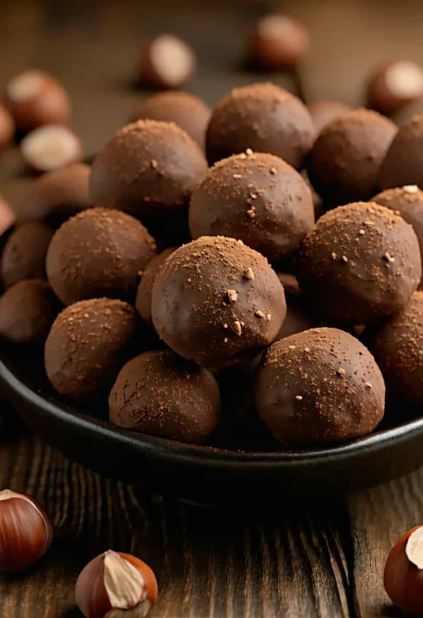 Foto deliciosa de Trufas de Avelã pronta para servir - Sem Assar