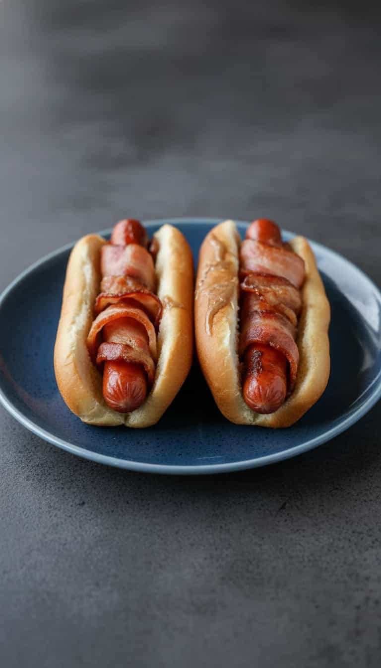 Foto deliciosa de Hot Dog de Frango e Bacon pronta para servir - Salgadinhos
