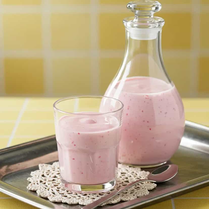 Foto deliciosa de Iogurte Caseiro Cremoso de Morango pronta para servir - Snacks Naturais