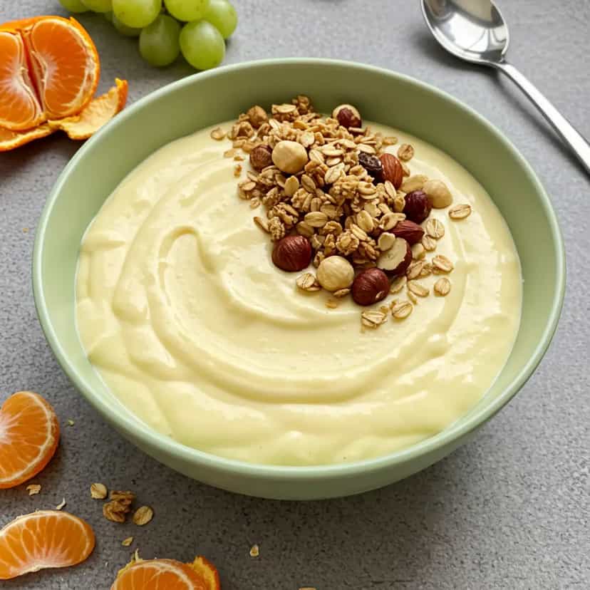 Foto deliciosa de Iogurte Vegano de Coco Cremoso pronta para servir - Snacks Naturais