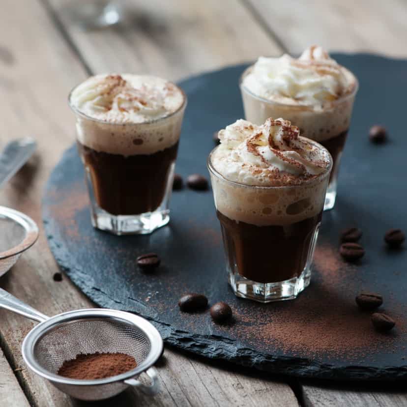 Foto deliciosa de Irish Coffee pronta para servir - Coquetéis