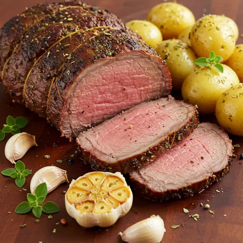 Foto deliciosa de Lagarto Assado ao Forno pronta para servir - Carnes & Frango