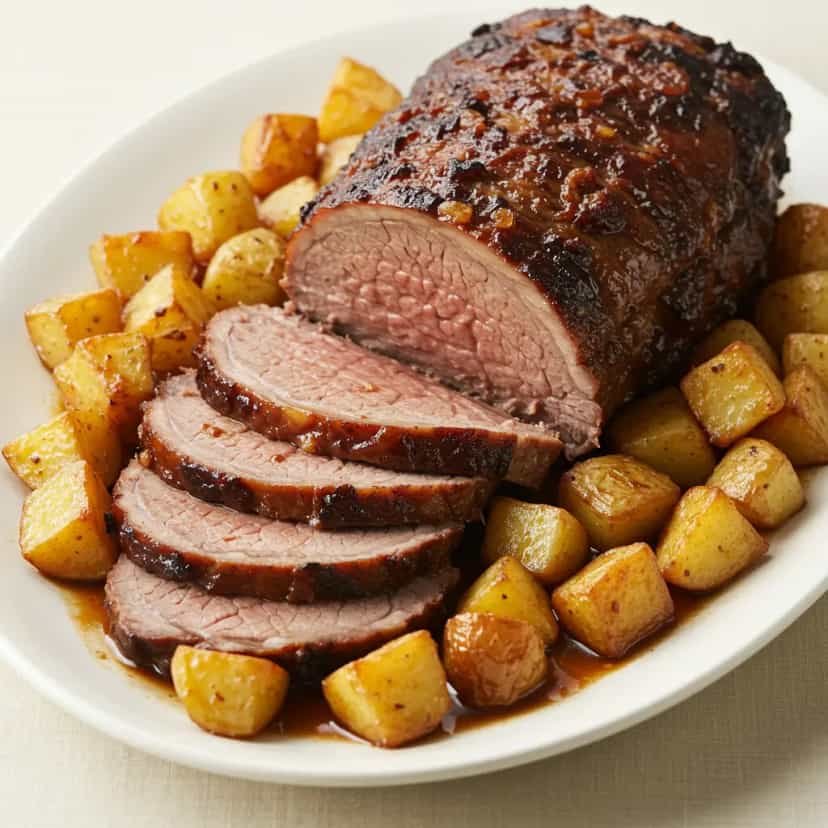 Foto deliciosa de Lagarto Recheado com Batata Inglesa pronta para servir - Carnes & Frango