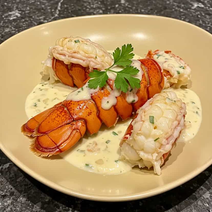 Foto deliciosa de Lagosta ao Creme de Milho pronta para servir - Peixes & Frutos do Mar