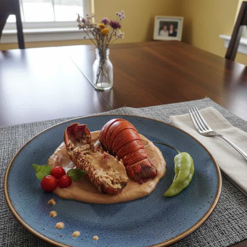 Foto deliciosa de Lagosta ao Vinho Branco pronta para servir - Peixes & Frutos do Mar