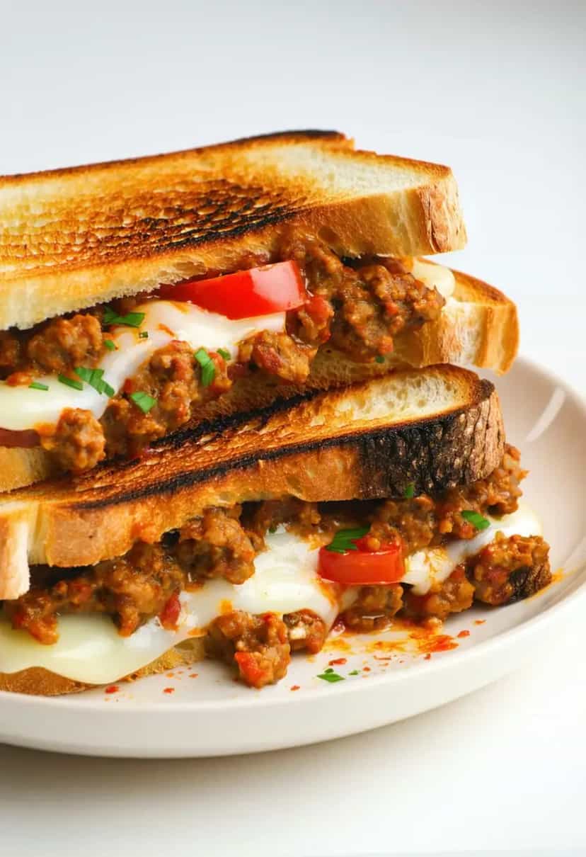 Foto deliciosa de Lanche de Carne Moída com Creme de Leite pronta para servir - Lanches de Padaria