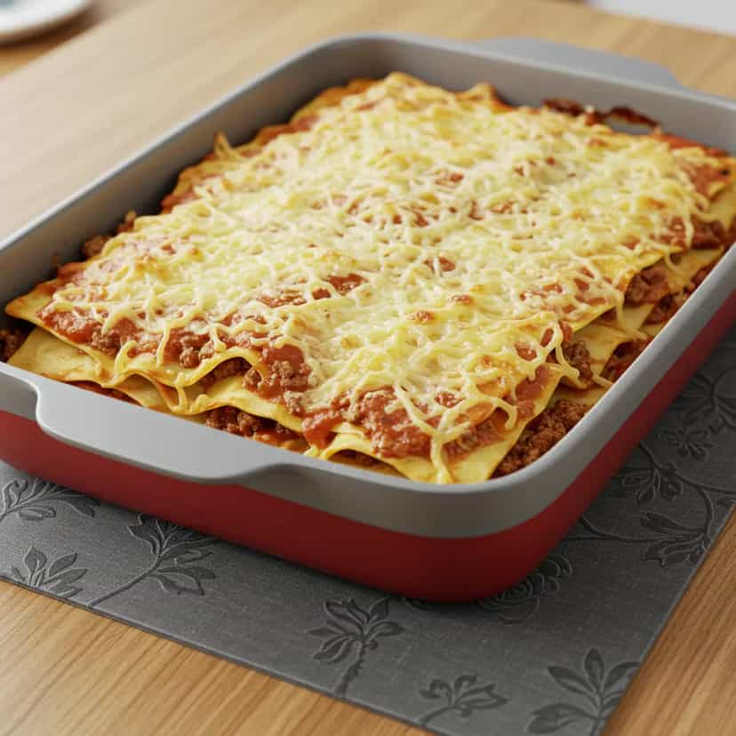 Foto deliciosa de Lasanha à Bolonhesa com Batata Palha pronta para servir - Massas & Macarrão
