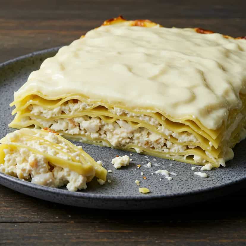 Foto deliciosa de Lasanha Cremosa de Bacalhau pronta para servir - Massas & Macarrão