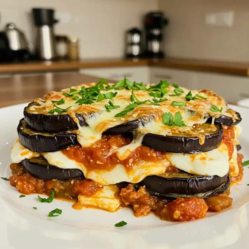 Foto deliciosa de Lasanha de Berinjela pronta para servir - Massas & Macarrão