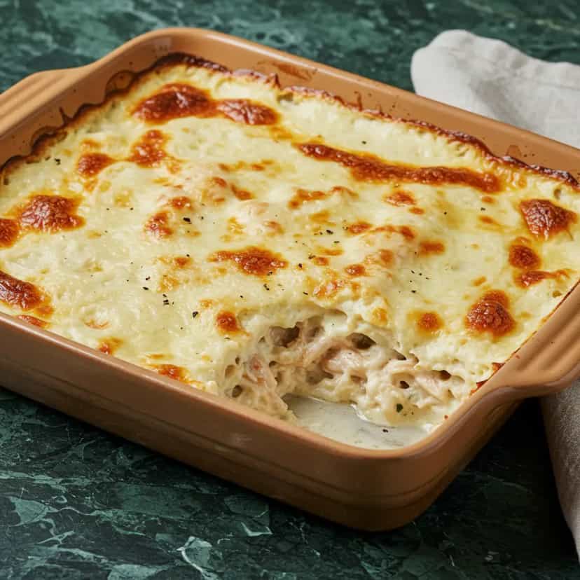 Foto deliciosa de Lasanha de Frango cremosa pronta para servir - Massas & Macarrão