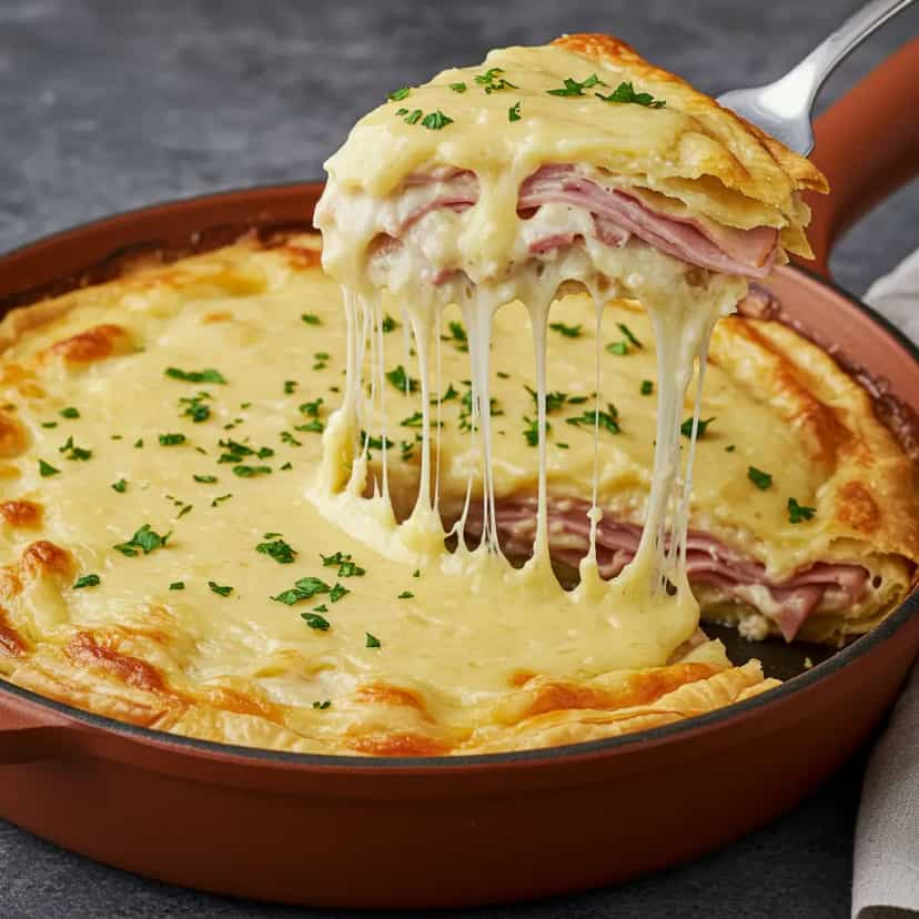 Foto deliciosa de Lasanha de Frigideira Cremosa pronta para servir - Outras Receitas