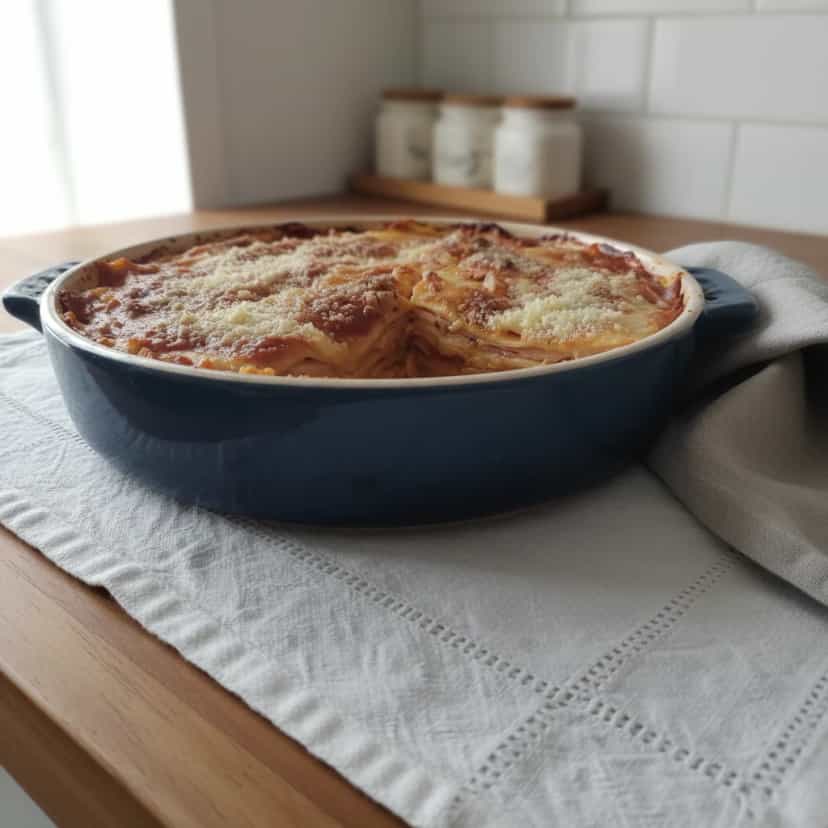 Foto deliciosa de Lasanha de Presunto e Queijo Parmesão pronta para servir - Massas & Macarrão