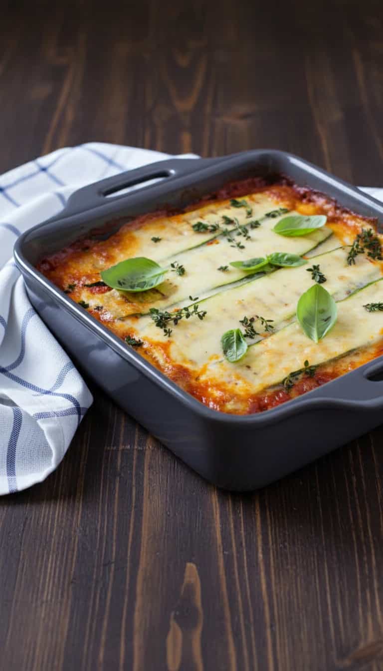 Foto deliciosa de Lasanha Light de Abobrinha pronta para servir - Almoço & Jantar