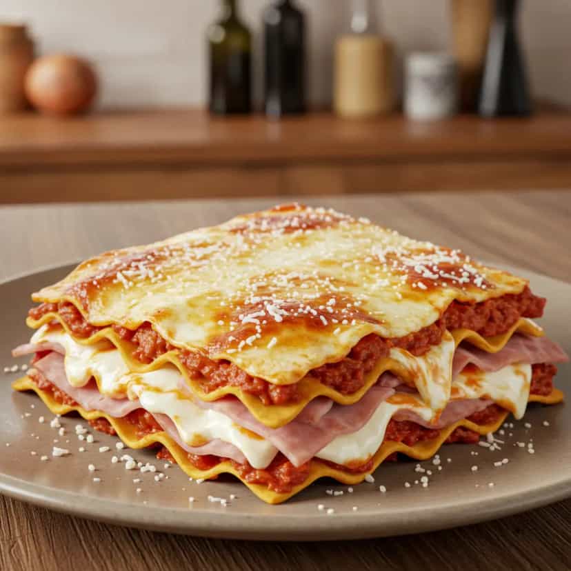 Foto deliciosa de Lasanha rápida microondas pronta para servir - No Micro-ondas