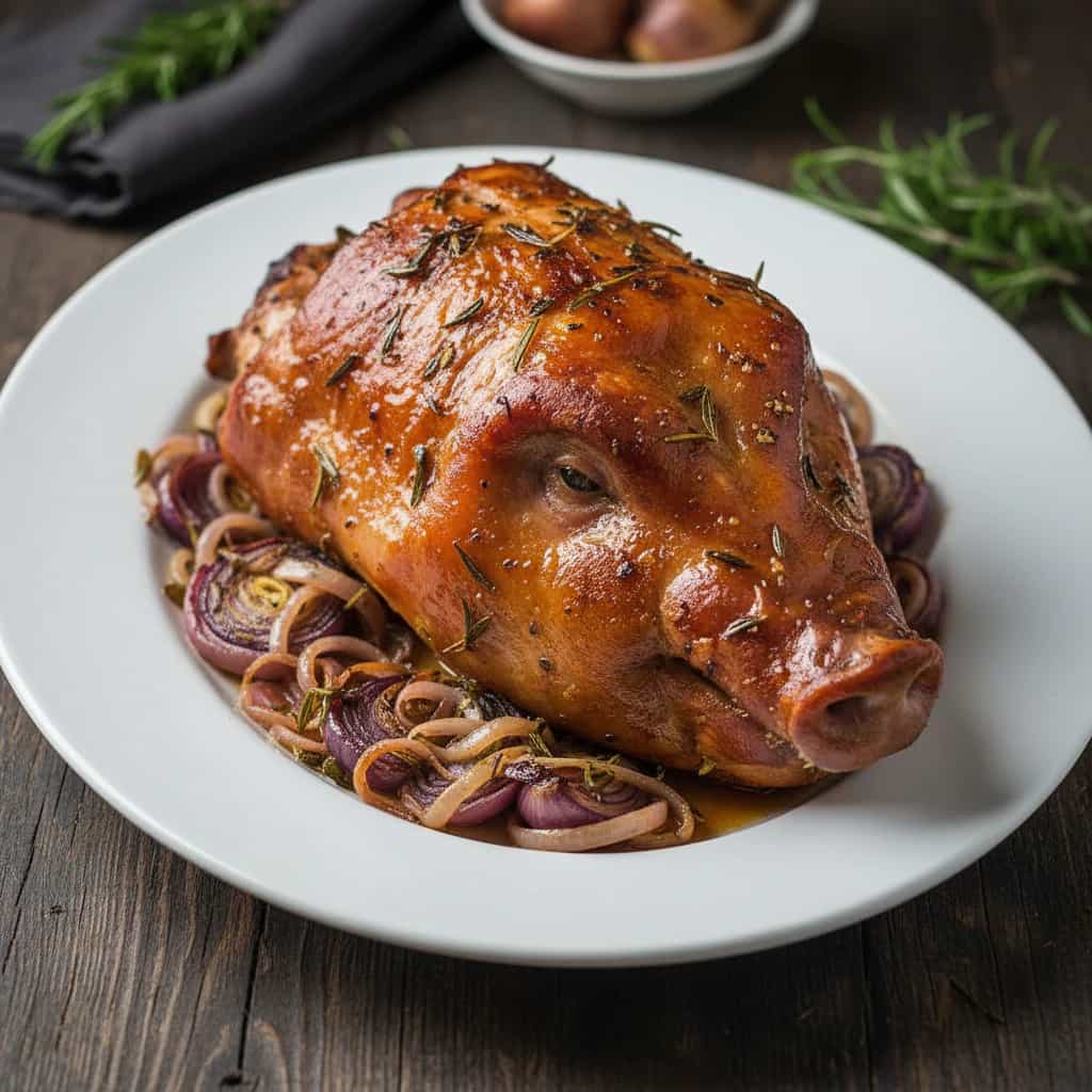 Leitão assado com Zimbro