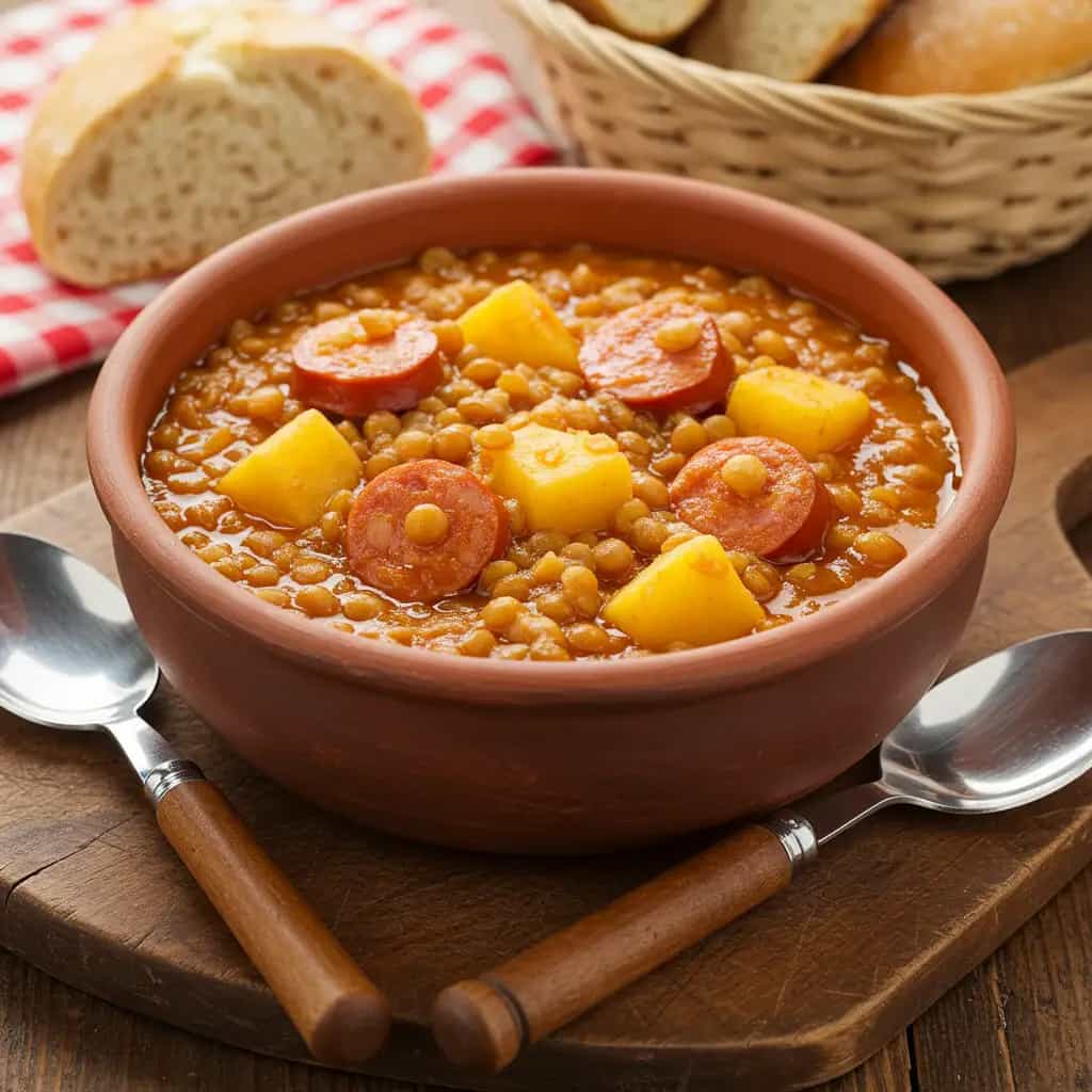 Lentilhas e Batatas com Linguiça