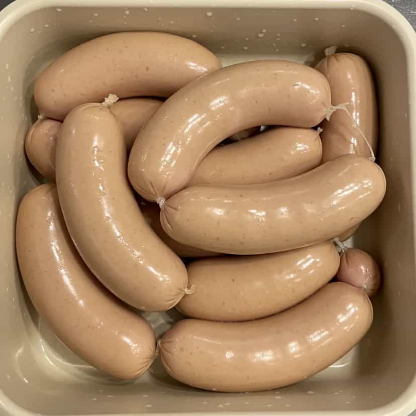 Foto deliciosa de Linguiça Artesanal de Pescada Branca pronta para servir - Peixes & Frutos do Mar