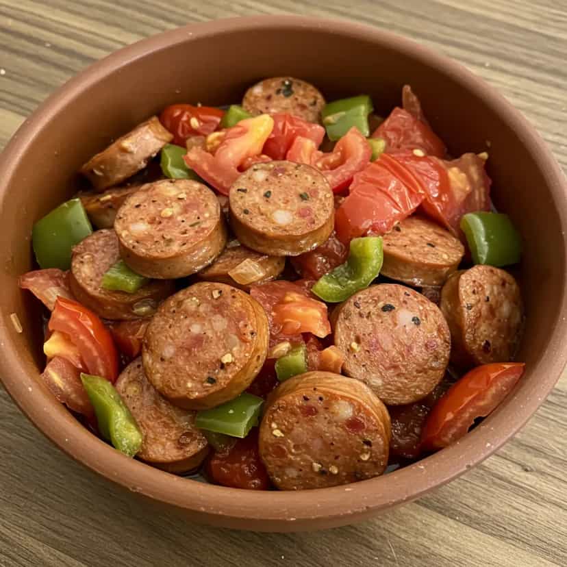 Foto deliciosa de Linguiça refogada pronta para servir - Carnes & Frango