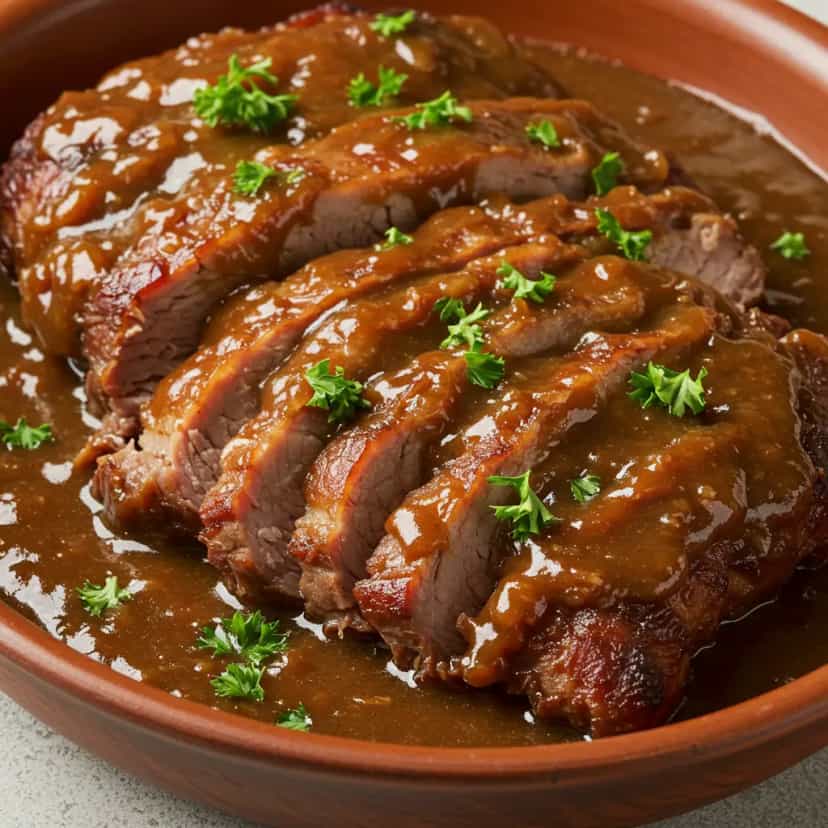 Foto deliciosa de Lombo de Porco ao Molho Inglês pronta para servir - Carnes & Frango