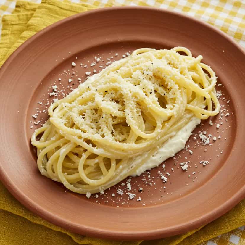 Foto deliciosa de Macarrão Cacio e Pepe Cremoso pronta para servir - Massas & Macarrão