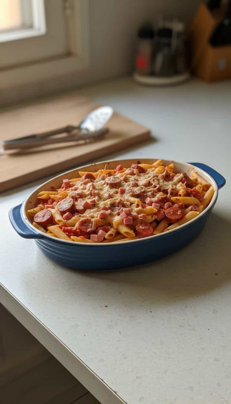 Foto deliciosa de Macarrão calabresa pronta para servir - Massas & Macarrão