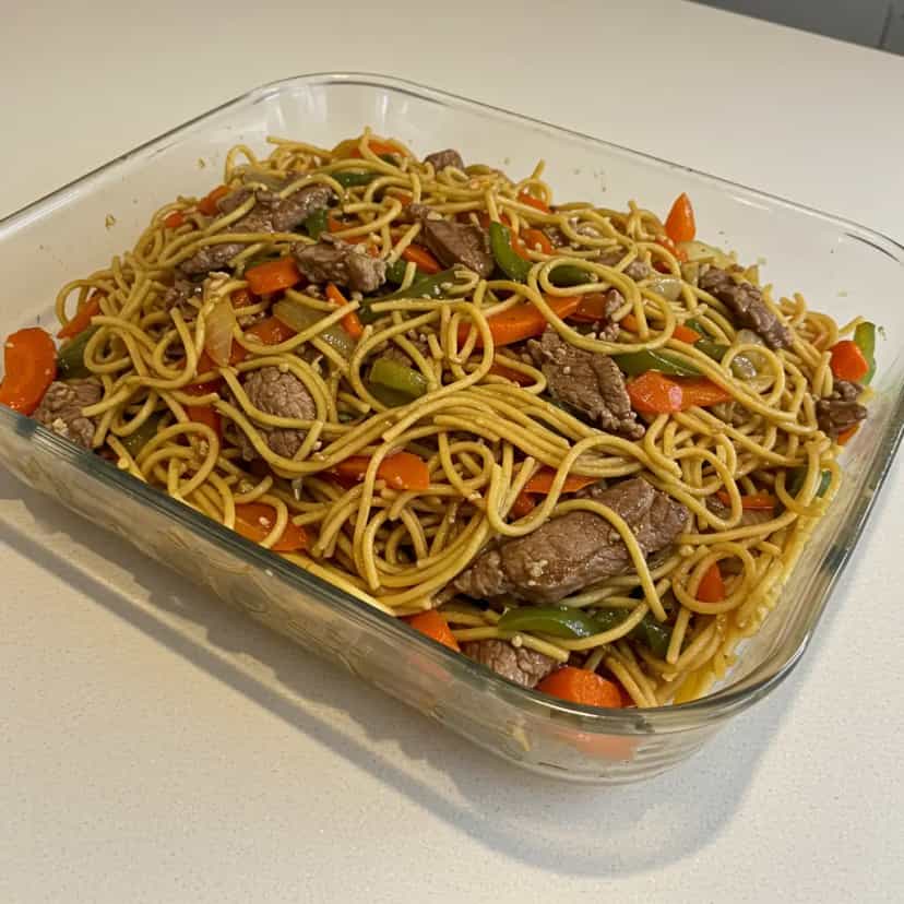 Foto deliciosa de Macarrão Chop Suey Caseiro pronta para servir - Massas & Macarrão