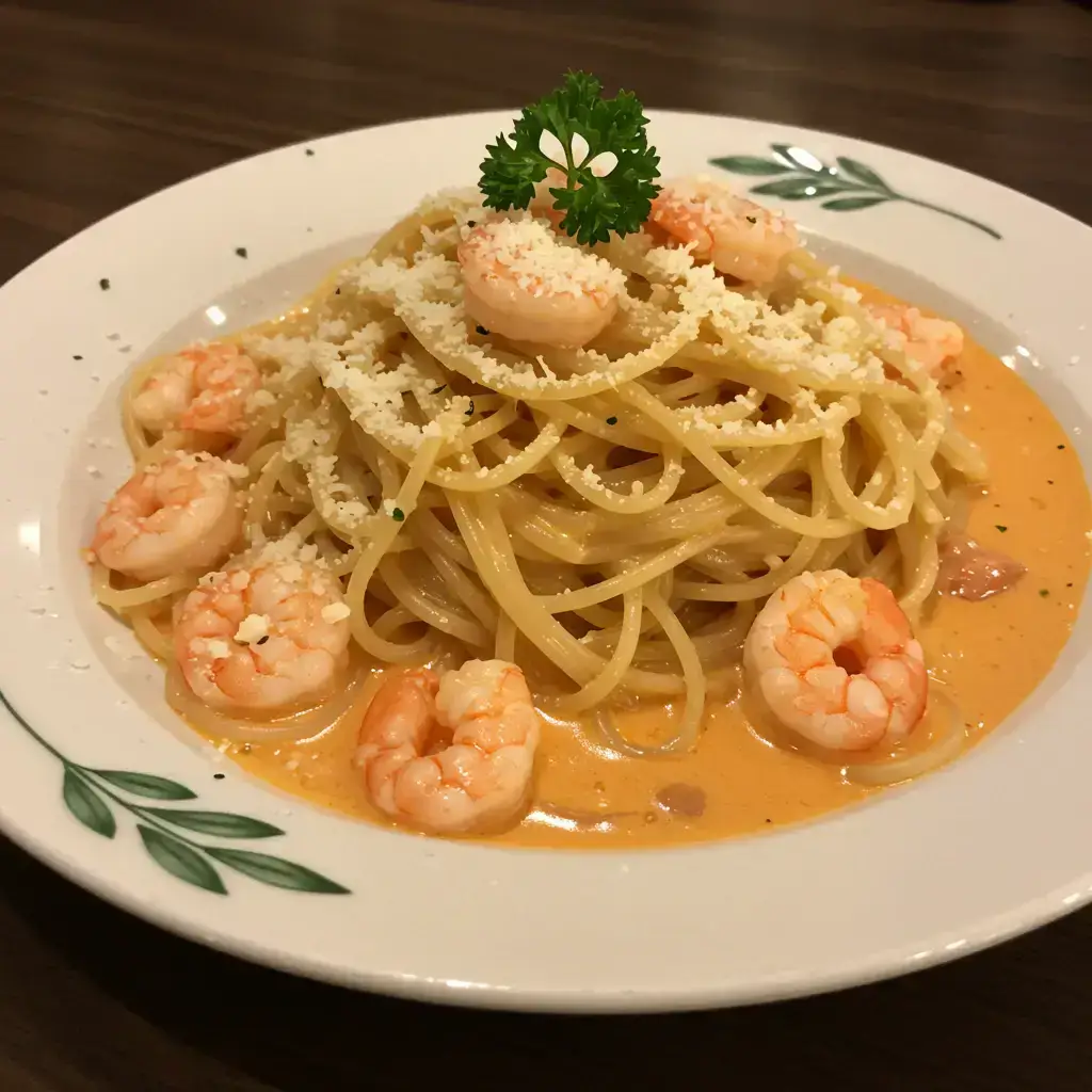 Macarrão com Camarão ao Creme