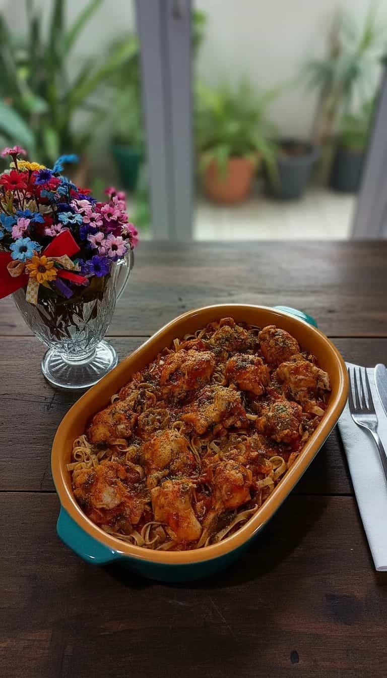 Foto deliciosa de Macarrão com Coxinha de Frango pronta para servir - Massas & Macarrão