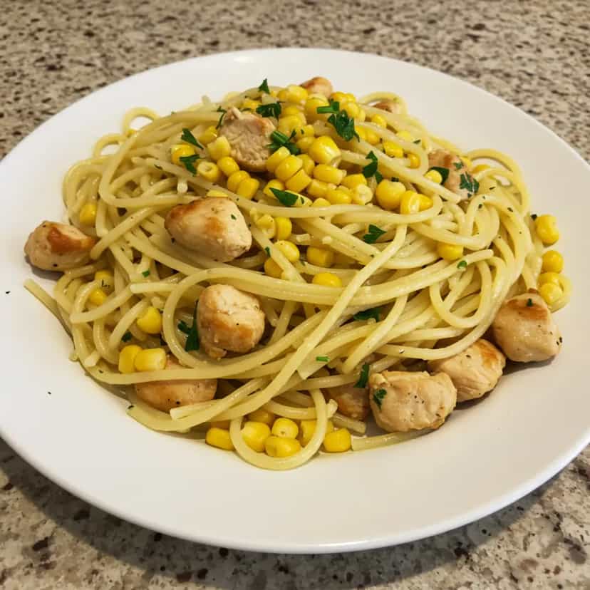 Foto deliciosa de Macarrão com Frango ao Alho e Óleo pronta para servir - Outras Receitas