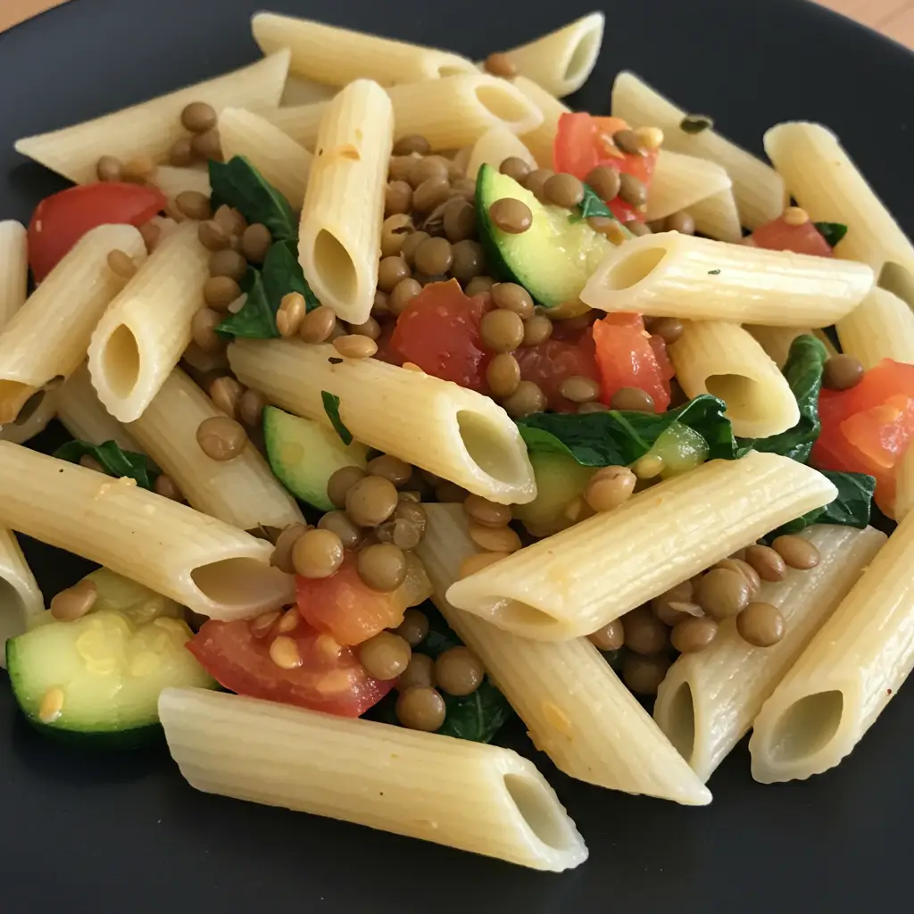 Macarrão com Lentilha e Abobrinha