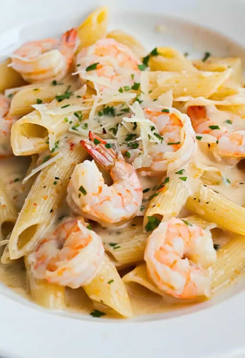 Foto deliciosa de Macarrão Cremoso com Camarão Rápido pronta para servir - Outras Receitas