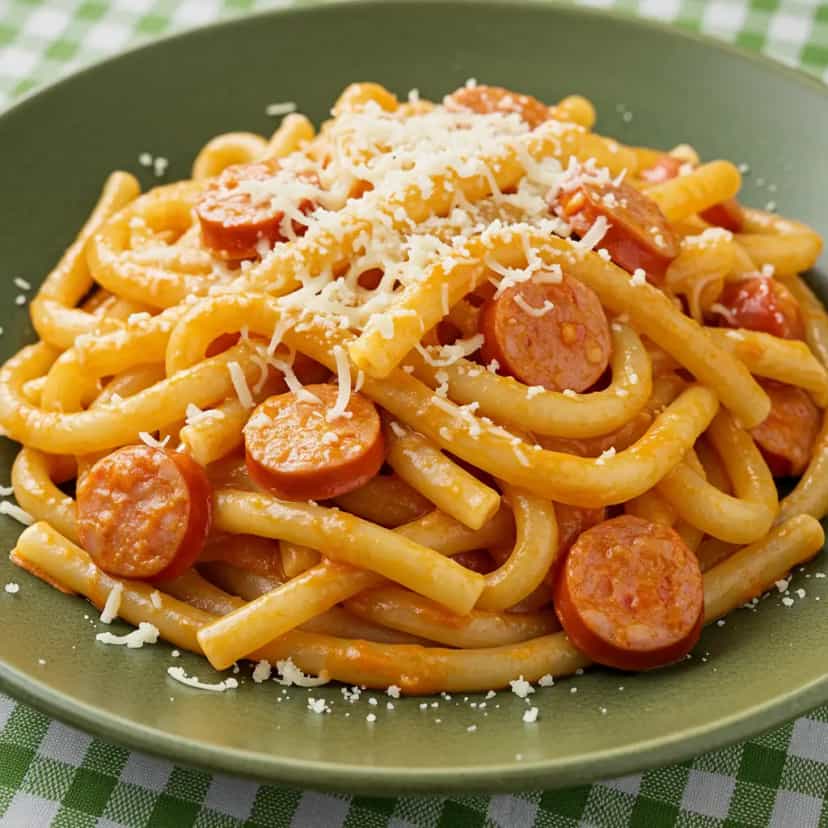 Foto deliciosa de Macarrão Cremoso com Salsicha pronta para servir - Outras Receitas