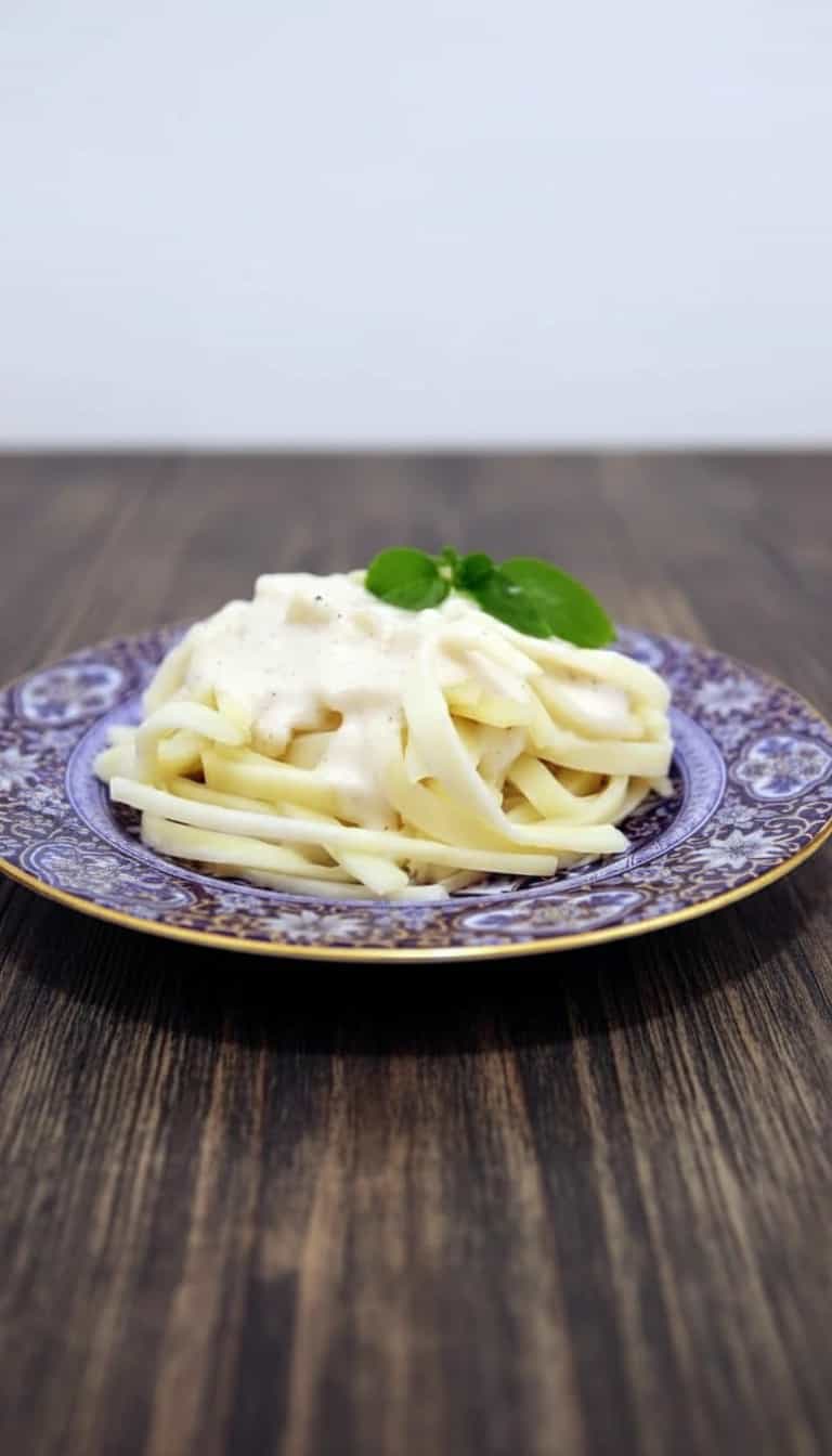 Foto deliciosa de Macarrão de Pupunha ao Creme pronta para servir - Low Carb