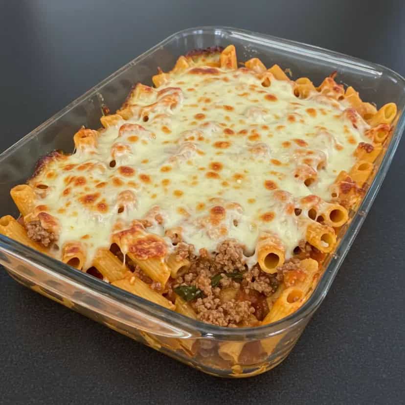 Foto deliciosa de Macarrão Gratinado com Carne Moída pronta para servir - Massas & Macarrão