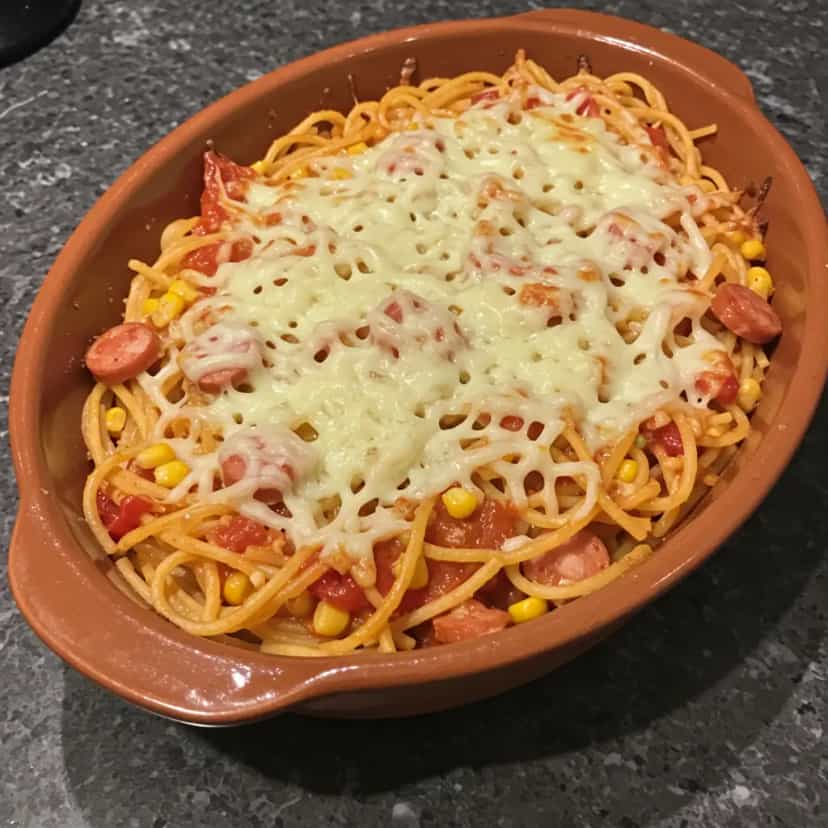Foto deliciosa de Macarrão Gratinado com Salsicha pronta para servir - Massas & Macarrão