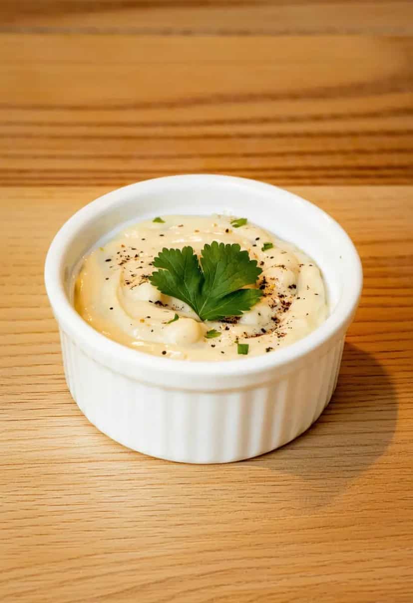 Foto deliciosa de Maionese de Grão-de-Bico pronta para servir - Veganas