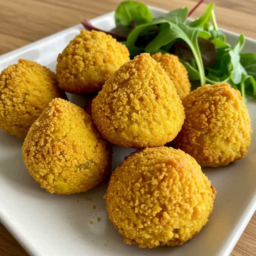 Foto deliciosa de Massa de Coxinha com Fubá pronta para servir - Salgadinhos