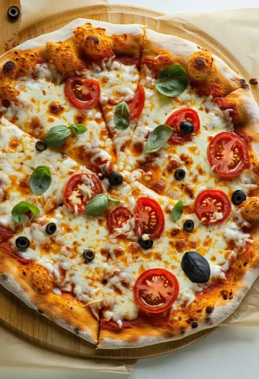 Foto deliciosa de Massa de Pizza Tradicional pronta para servir - Lanches de Padaria