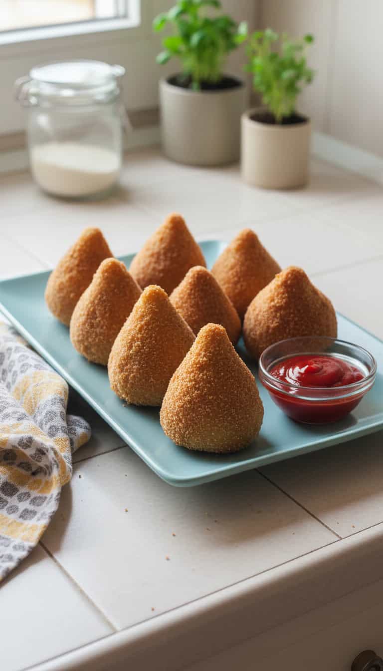 Foto deliciosa de Massa para Coxinha de Frango pronta para servir - Salgadinhos