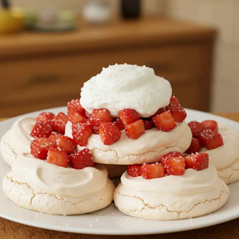 Foto deliciosa de Merengue de morango pronta para servir - Outras Receitas