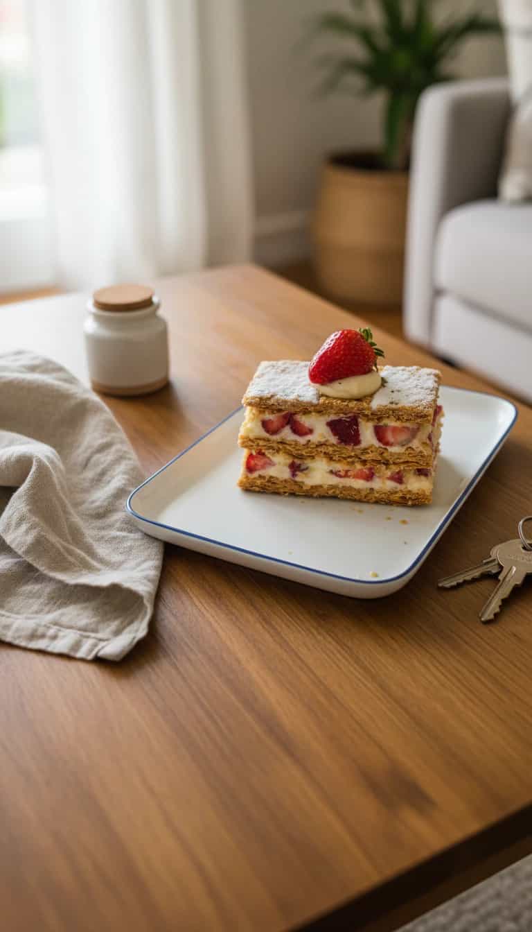 Foto deliciosa de Mil folhas de morango pronta para servir - Tortas & Tortinhas