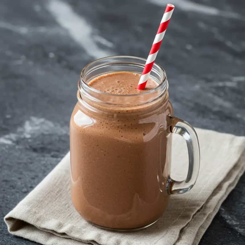 Foto deliciosa de Milk Shake Cremoso de Chocolate pronta para servir - Milkshakes