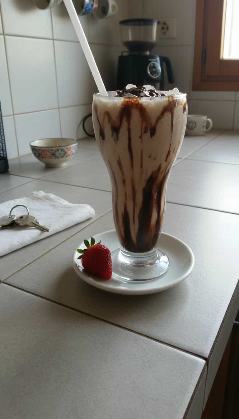 Foto deliciosa de Milk-Shake Cremoso de Chocolate pronta para servir - Milkshakes