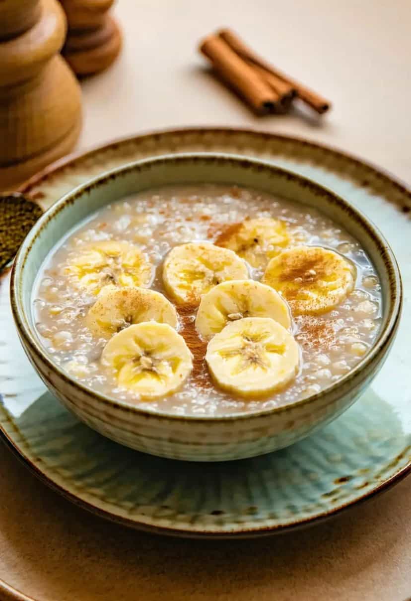 Foto deliciosa de Mingau de Aveia com Banana pronta para servir - Aveia