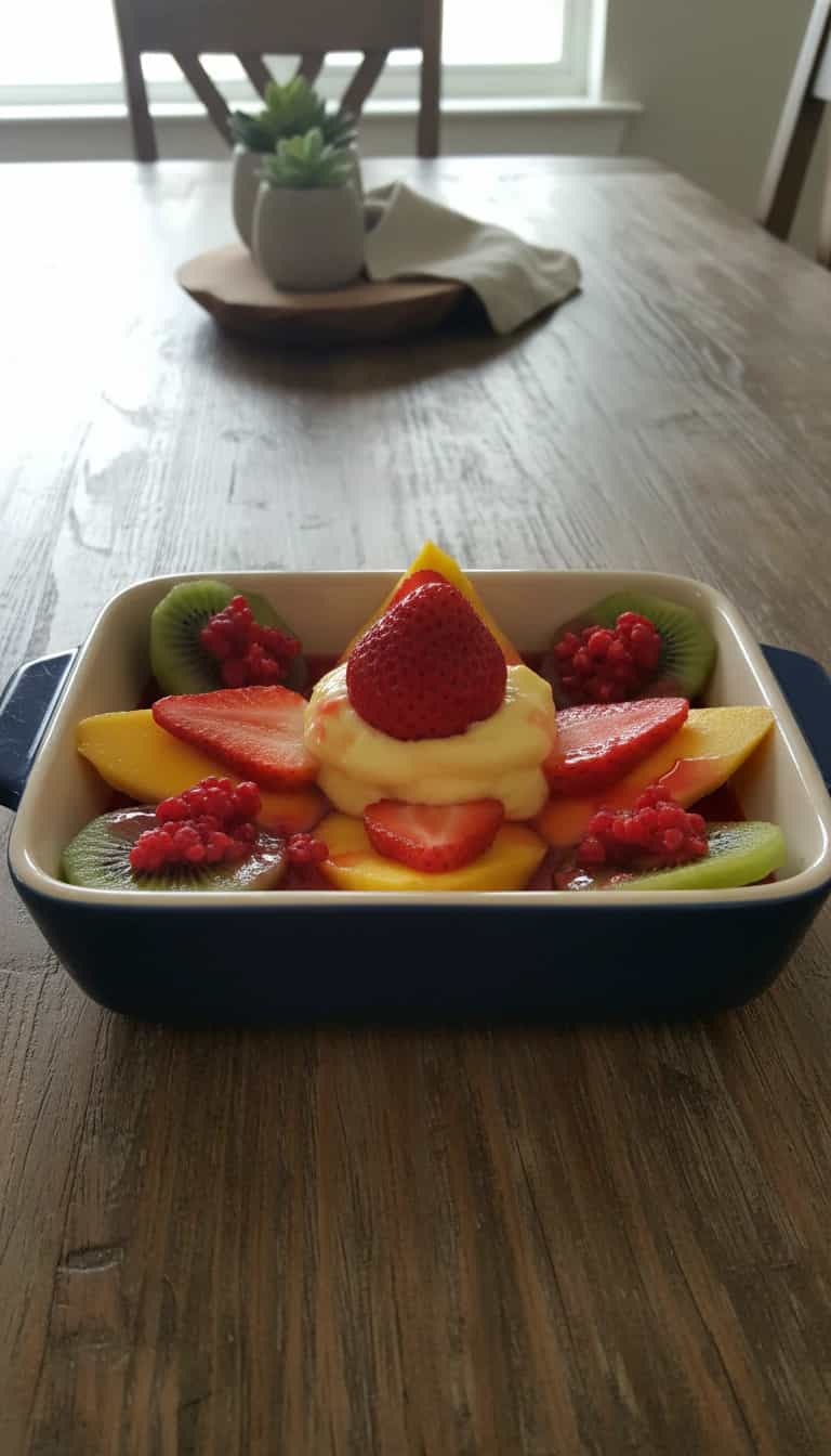 Foto deliciosa de Mingau de Baunilha com Frutas Frescas pronta para servir - Pudins & Cremes